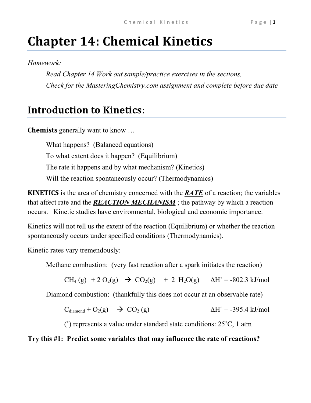 Chapter 14: Chemical Kinetics