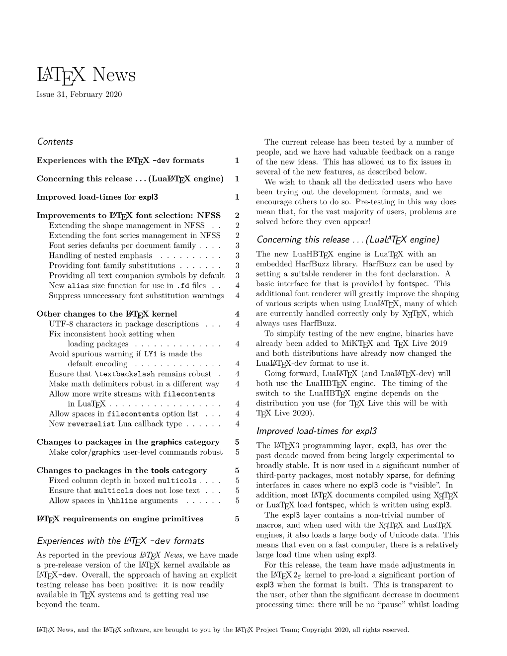 Latex2e News Issue 31