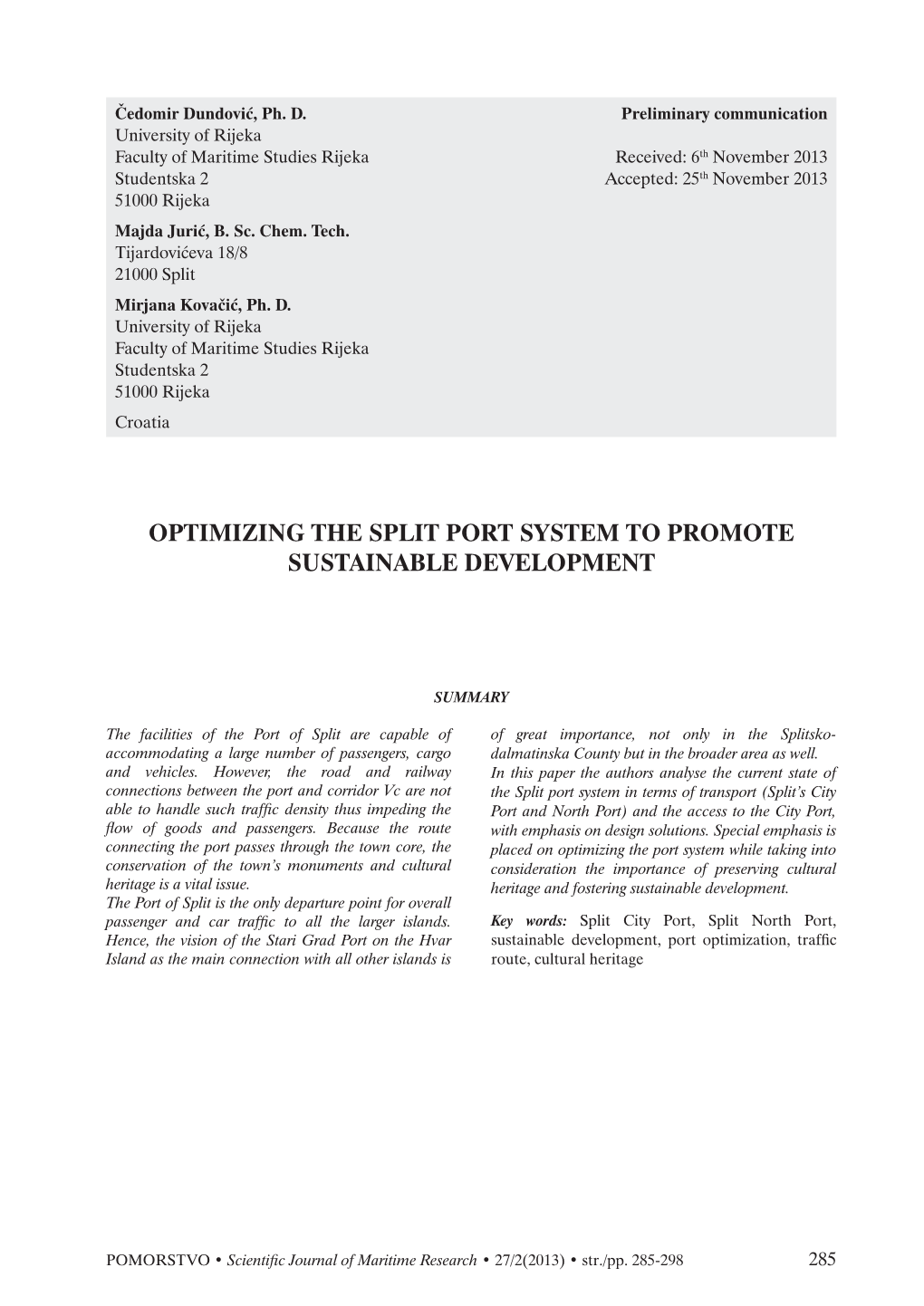 Optimizing the Split Port System to Promote Sustainable Development