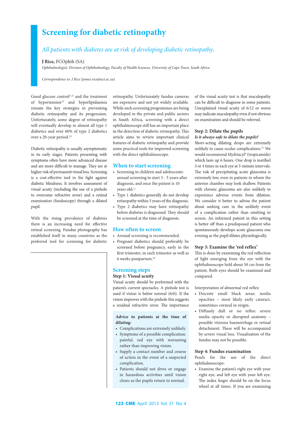 Screening for Diabetic Retinopathy