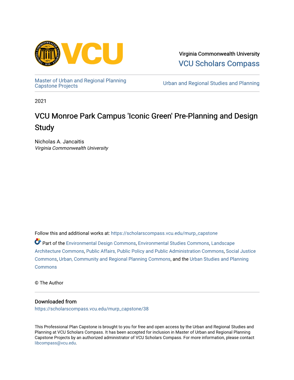 'Iconic Green' Pre-Planning and Design Study