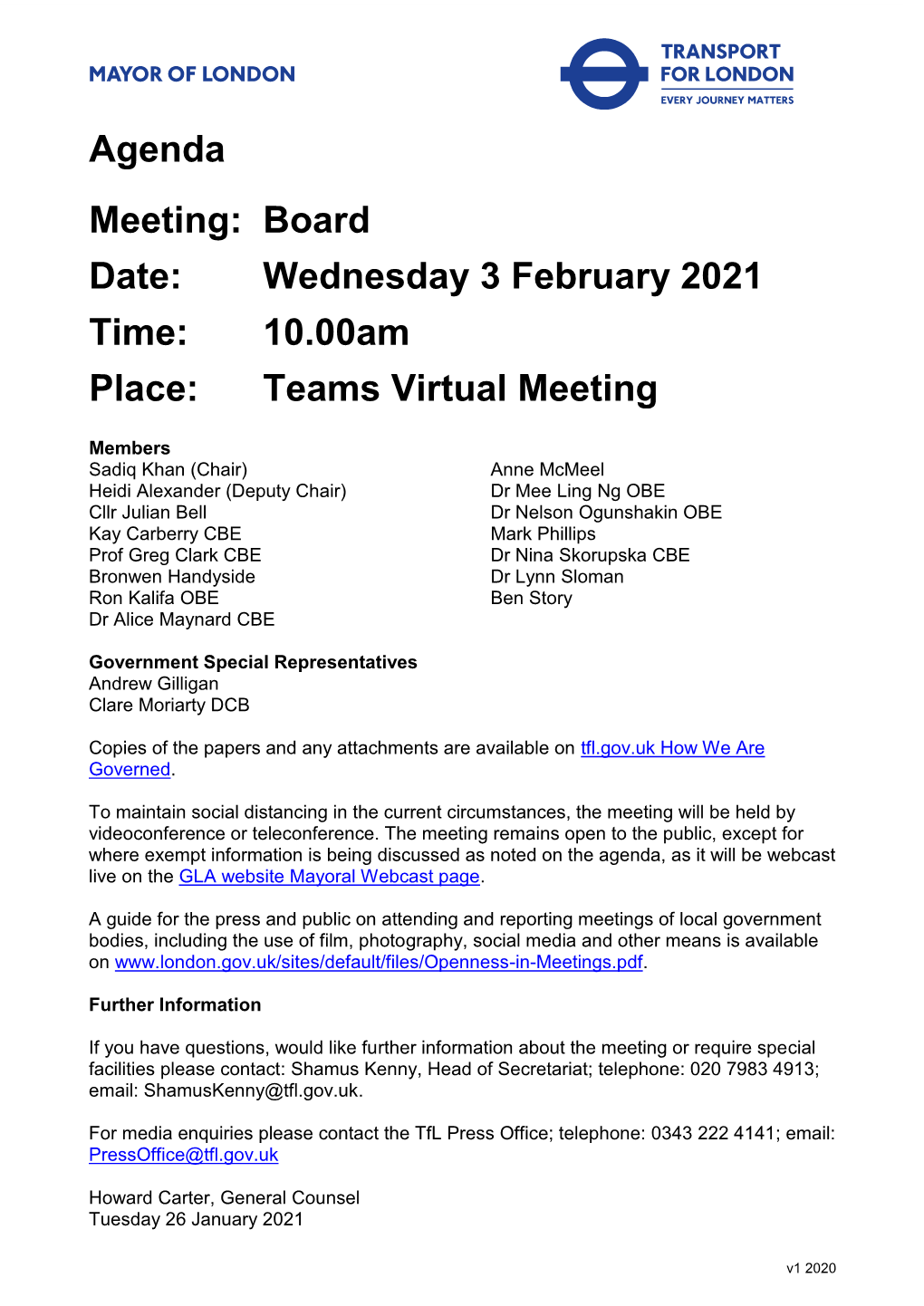 Board Agenda Pack 3 February 2021
