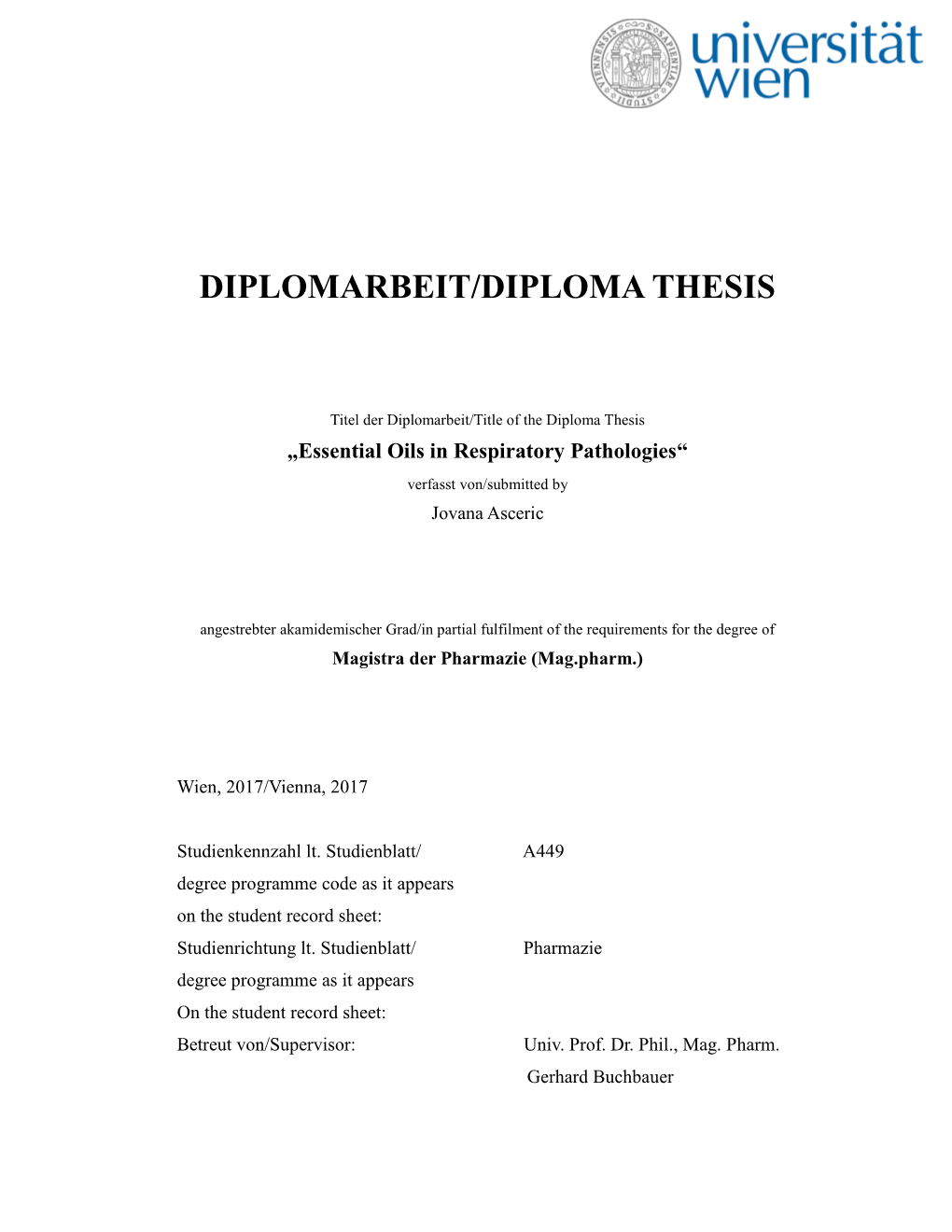 Diplomarbeit/Diploma Thesis