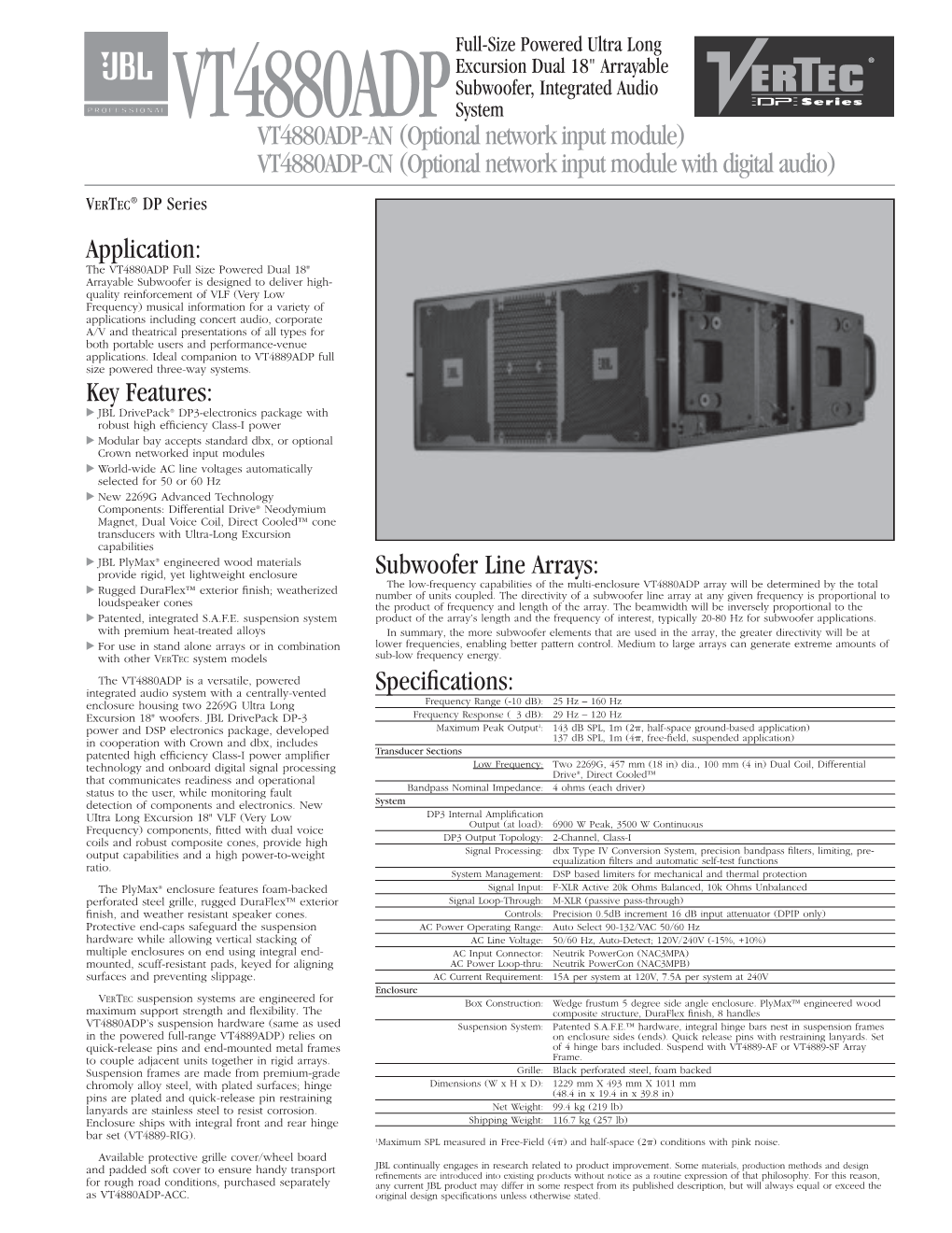 VT4880ADP-AN (Optional Network Input Module) VT4880ADP-CN (Optional Network Input Module with Digital Audio)