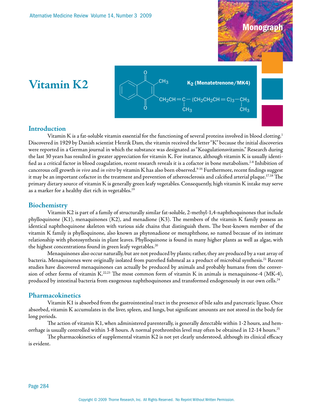 Vitamin K2 Monograph