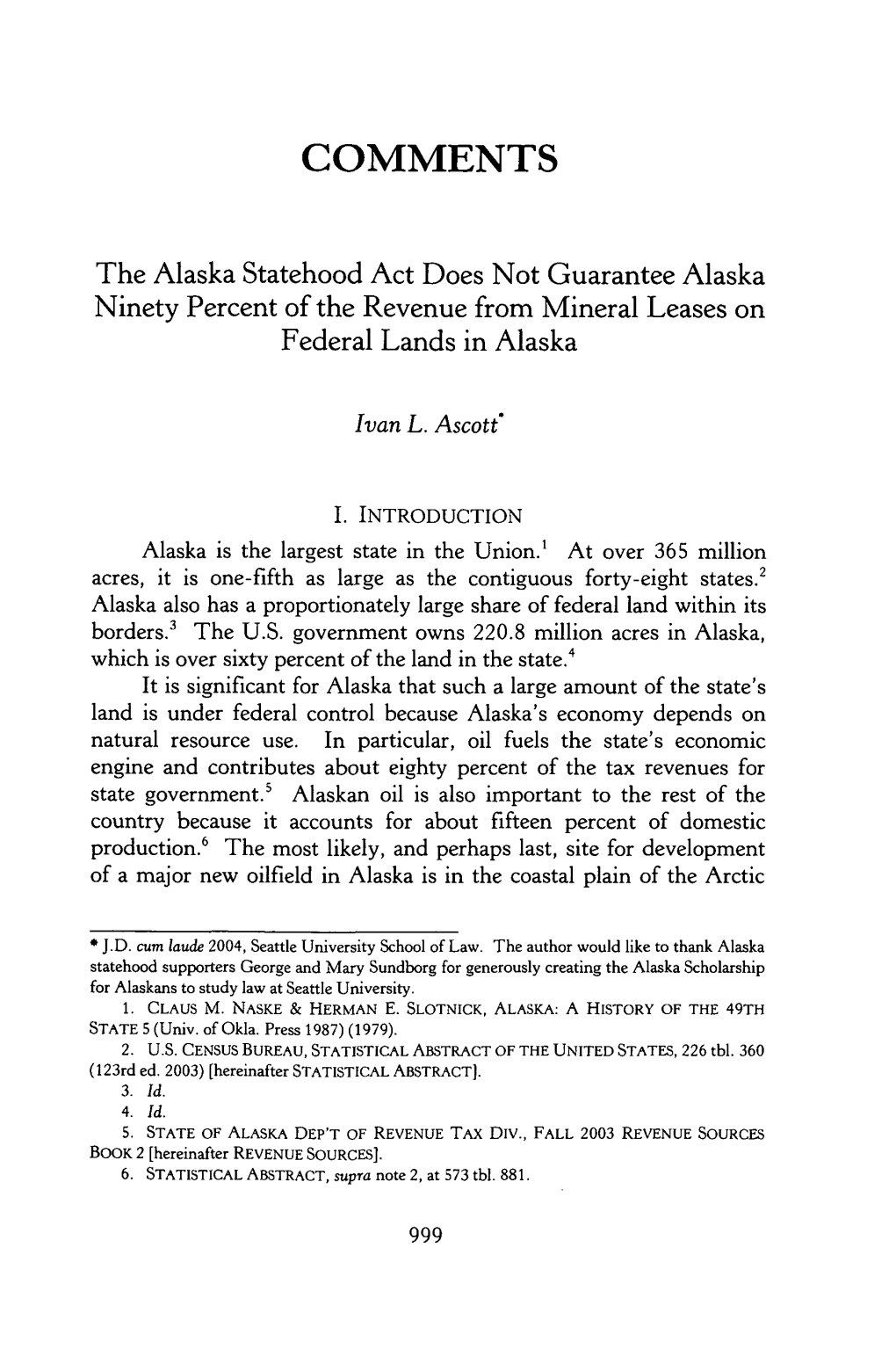 The Alaska Statehood Act Does Not Guarantee Alaska Ninety Percent of the Revenue from Mineral Leases on Federal Lands in Alaska