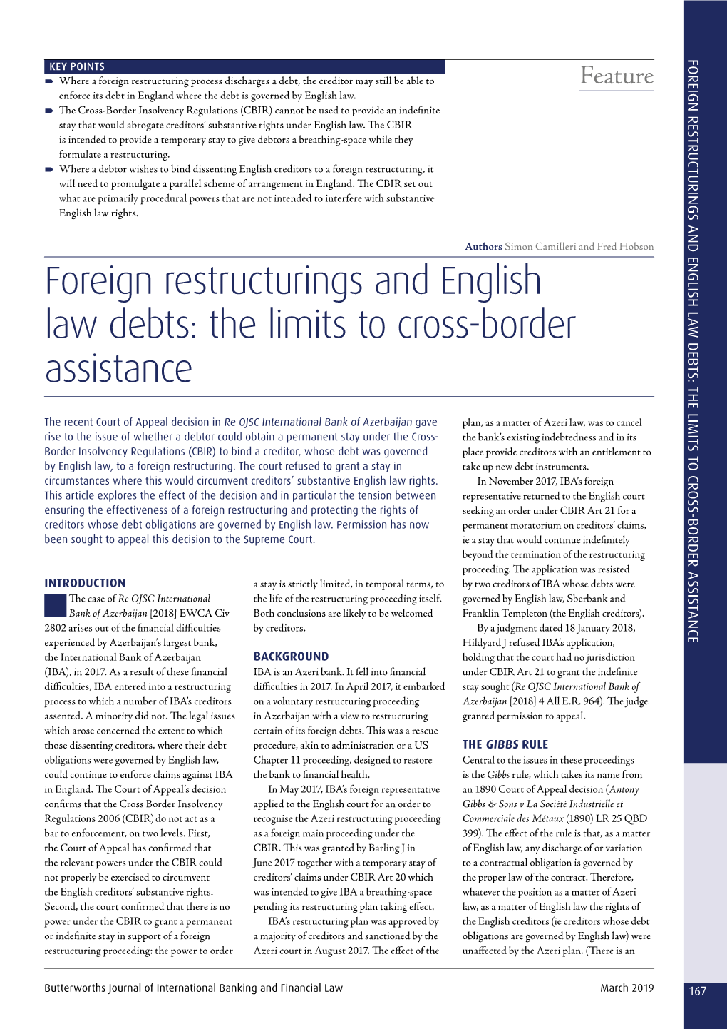 Foreign Restructurings and English Law Debts: the Limits to Cross-Border Assistance