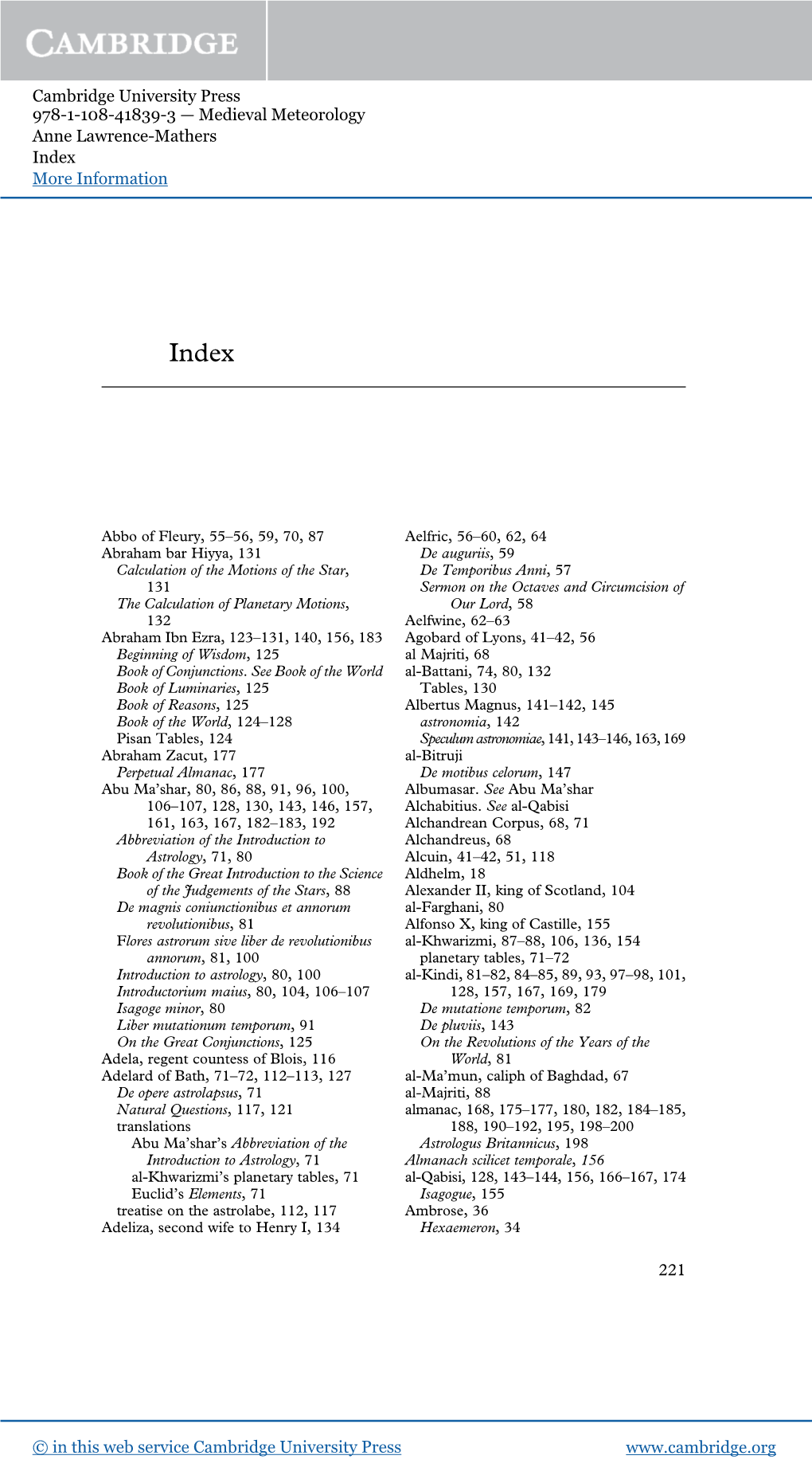 Medieval Meteorology Anne Lawrence-Mathers Index More Information