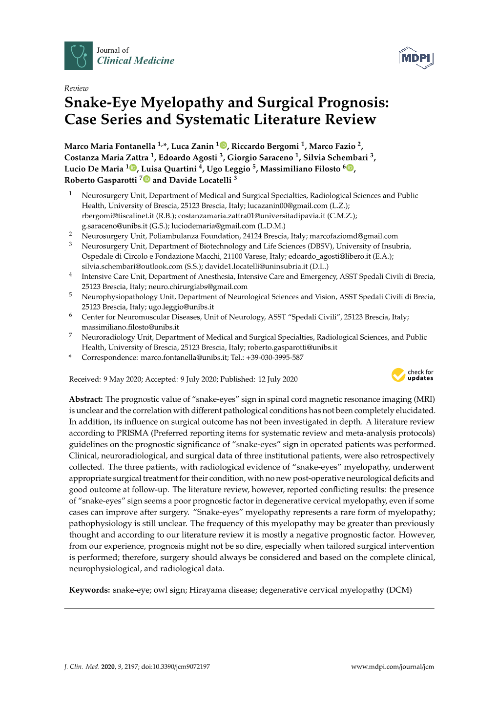 Snake-Eye Myelopathy and Surgical Prognosis: Case Series and Systematic Literature Review