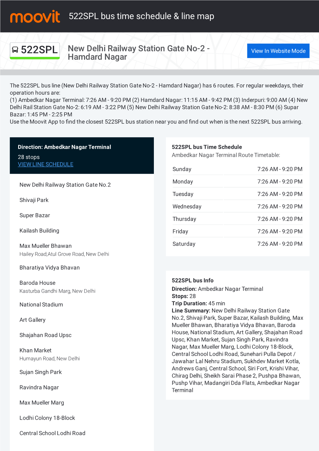 522SPL Bus Time Schedule & Line Route