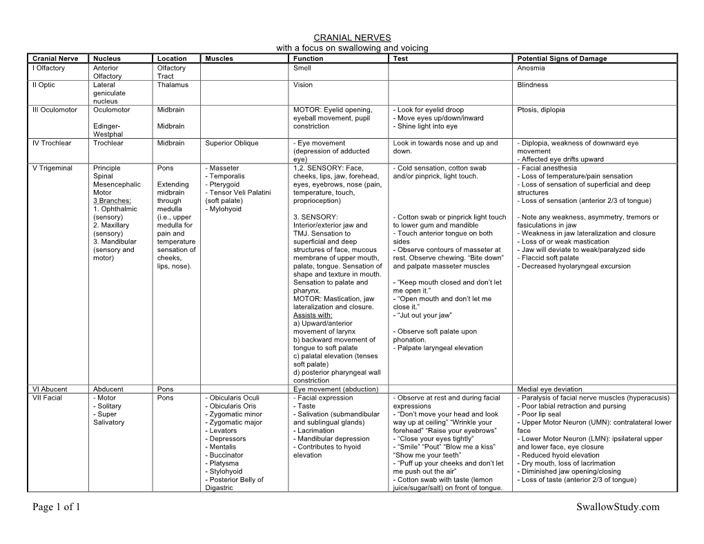 Cranial Nerves