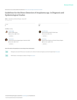 Guidelines for the Direct Detection of Anaplasma Spp. in Diagnosis and Epidemiological Studies