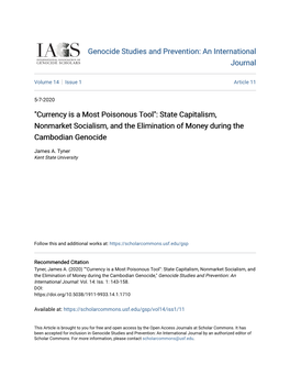 "Currency Is a Most Poisonous Tool": State Capitalism, Nonmarket Socialism, and the Elimination of Money During the Cambodian Genocide