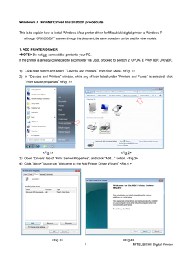 Windows 7 Printer Driver Installation Procedure