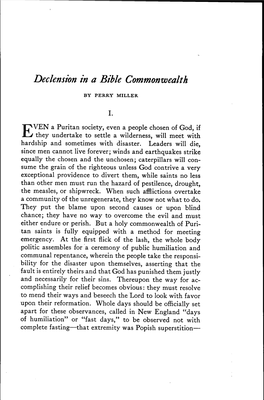 Declension in a Bible Commonwealth