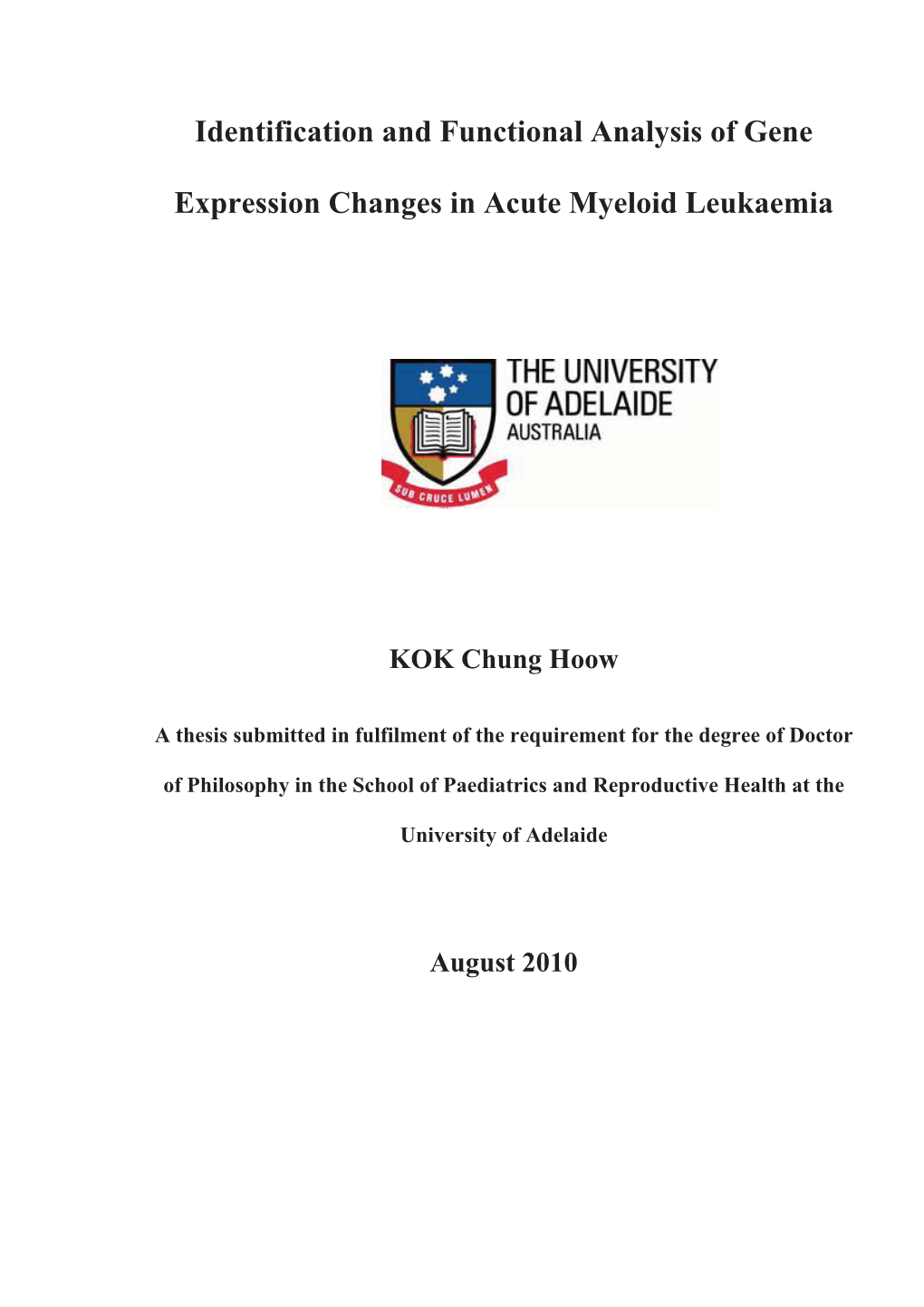 Identification and Functional Analysis of Gene Expression Changes In