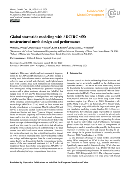 Global Storm Tide Modeling with ADCIRC V55: Unstructured Mesh Design and Performance