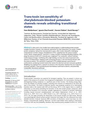 Trans-Toxin Ion-Sensitivity of Charybdotoxin-Blocked