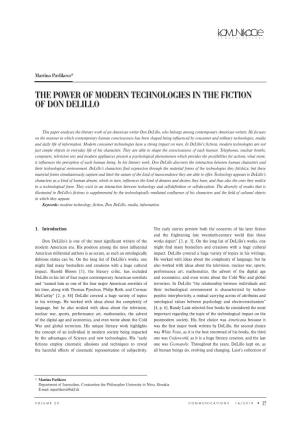 The Power of Modern Technologies in the Fiction of Don Delillo the Power of Modern Technologies in the Fiction of Don Delillo