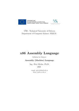 X86 Assembly Language Syllabus for Subject: Assembly (Machine) Language