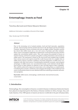 Entomophagy: Insects As Food Entomophagy: Insects As Food