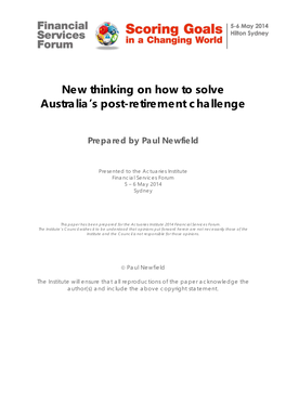New Thinking on How to Solve Australia's Post-Retirement Challenge