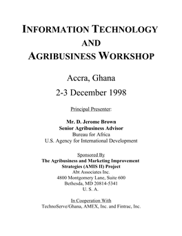 Information Technology and Agribusiness Workshop