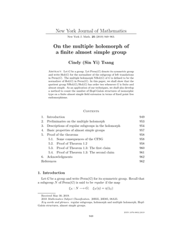 New York Journal of Mathematics on the Multiple Holomorph of a Finite
