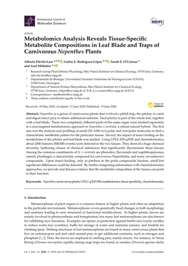 Metabolomics Analysis Reveals Tissue-Specific Metabolite