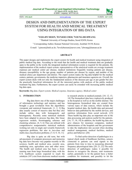 Design and Implementation of the Expert System for Health and Medical Treatment Using Integration of Big Data