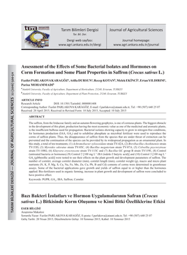 Assessment of the Effects of Some Bacterial Isolates and Hormones on Corm Formation and Some Plant Properties in Saffron (Crocus Sativus L.)