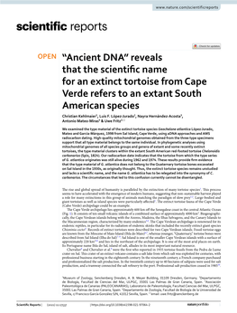 Reveals That the Scientific Name for an Extinct Tortoise from Cape Verde