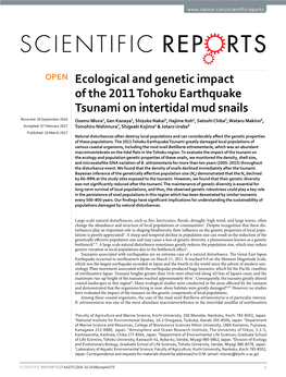 Ecological and Genetic Impact of the 2011 Tohoku Earthquake Tsunami