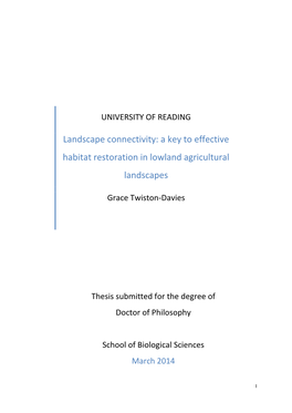 Landscape Connectivity: a Key to Effective Habitat Restoration in Lowland Agricultural Landscapes