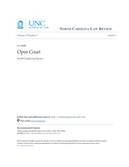 Open Court North Carolina Law Review