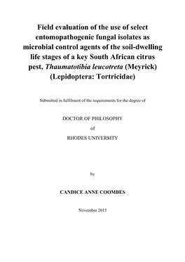 Field Evaluation of the Use of Select Entomopathogenic Fungal Isolates