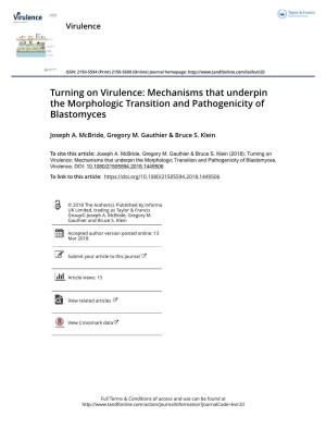 Turning on Virulence: Mechanisms That Underpin the Morphologic Transition and Pathogenicity of Blastomyces