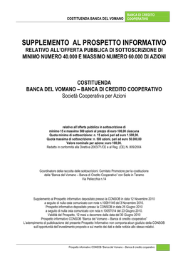 Costituenda Banca Del Vomano Cooperativo