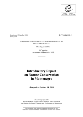 Introductory Report on Nature Conservation in Montenegro