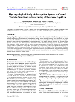 Hydrogeological Study of the Aquifer System in Central Tunisia: New System Structuring of Horchane Aquifers