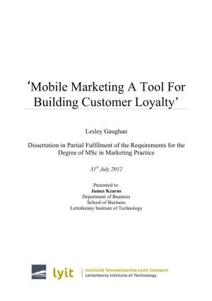 Mobile Marketing a Tool for Building Customer Loyalty.Pdf (1.621Mb)