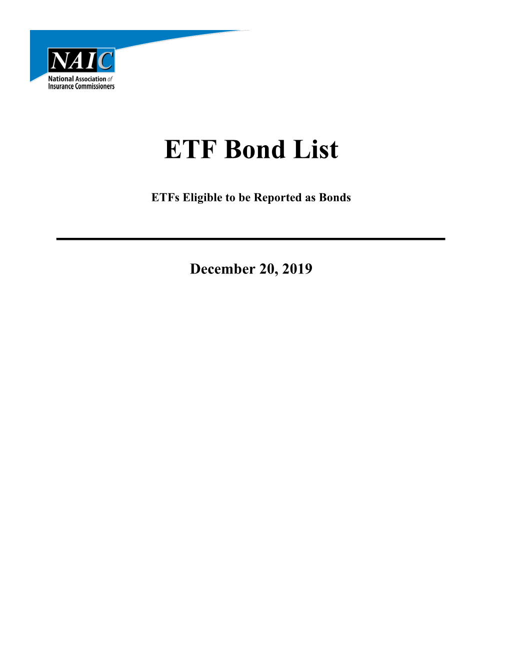 ETF Bond List