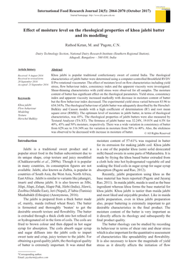 Effect of Moisture Level on the Rheological Properties of Khoa Jalebi Batter and Its Modelling