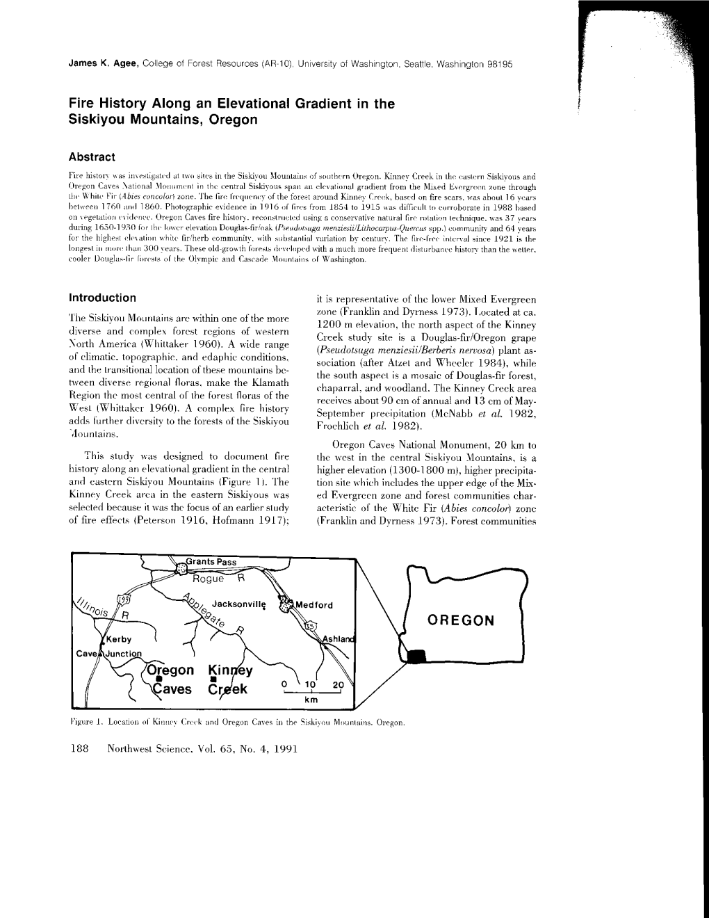 Fire History Along an Elevational Gradient in the Siskiyou Mountains, Oregon