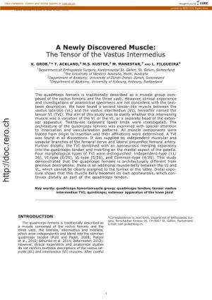 A Newly Discovered Muscle: the Tensor of the Vastus Intermedius
