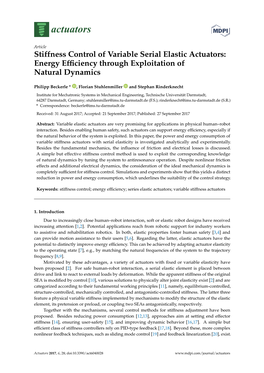 Stiffness Control of Variable Serial Elastic Actuators: Energy Efﬁciency Through Exploitation of Natural Dynamics