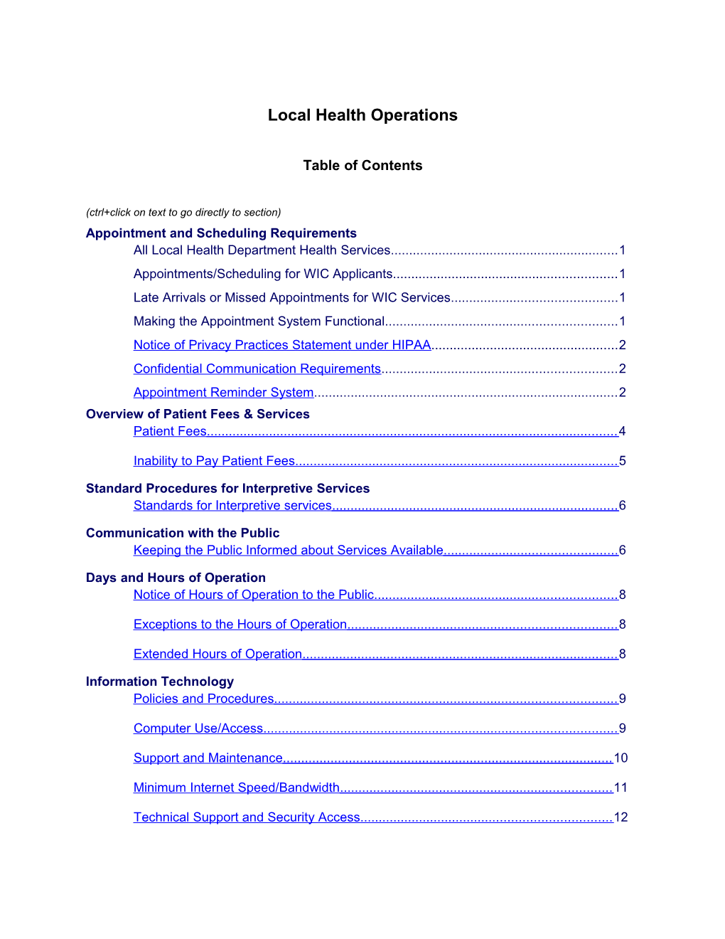 Appointment and Scheduling Requirements for Personal Health Services