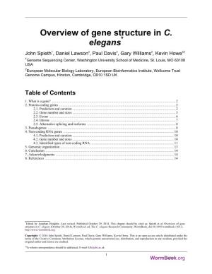 Overview of Gene Structure in C. Elegans