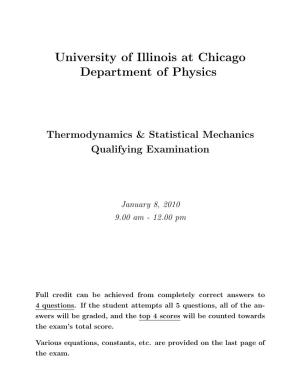 University of Illinois at Chicago Department of Physics