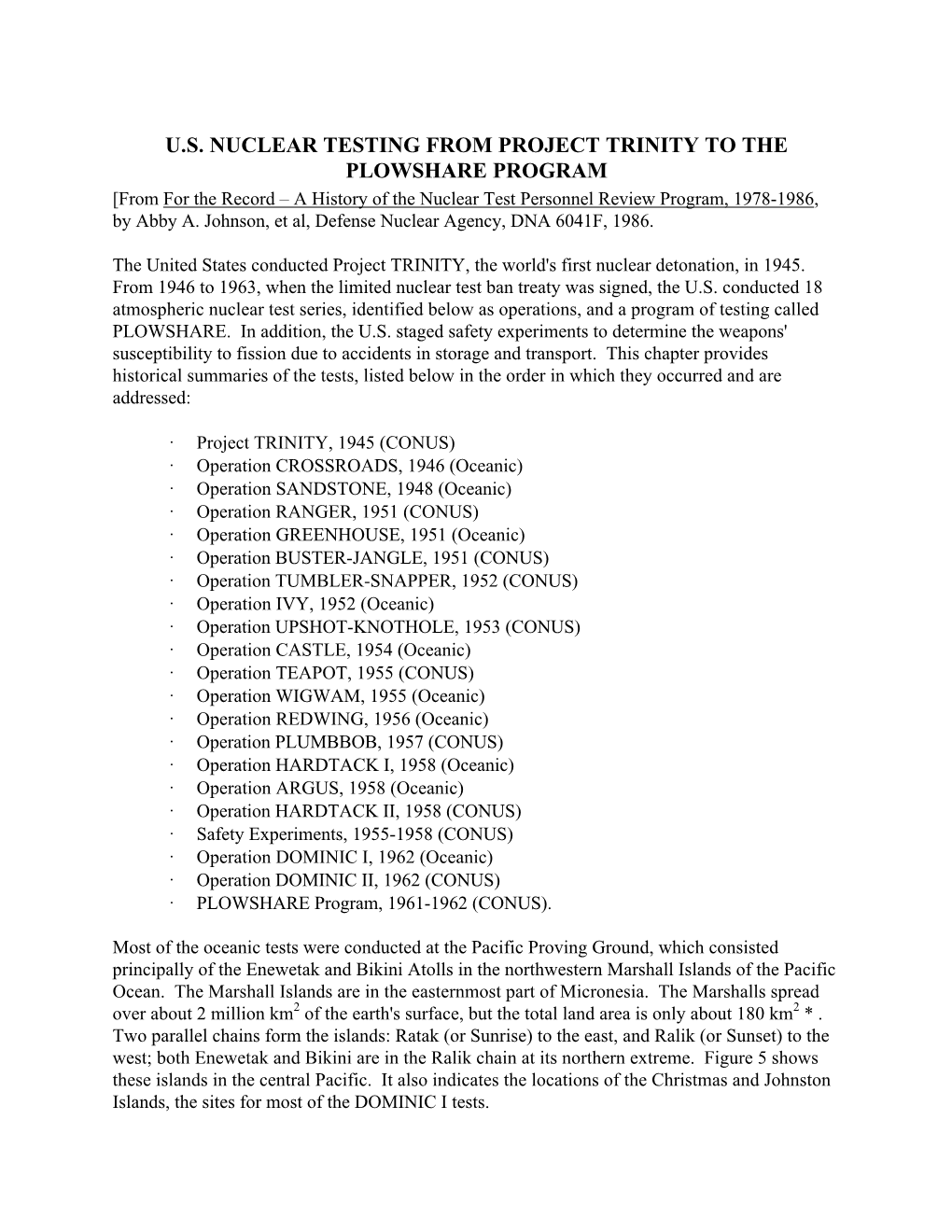 U.S. Atmospheric Nuclear Tests